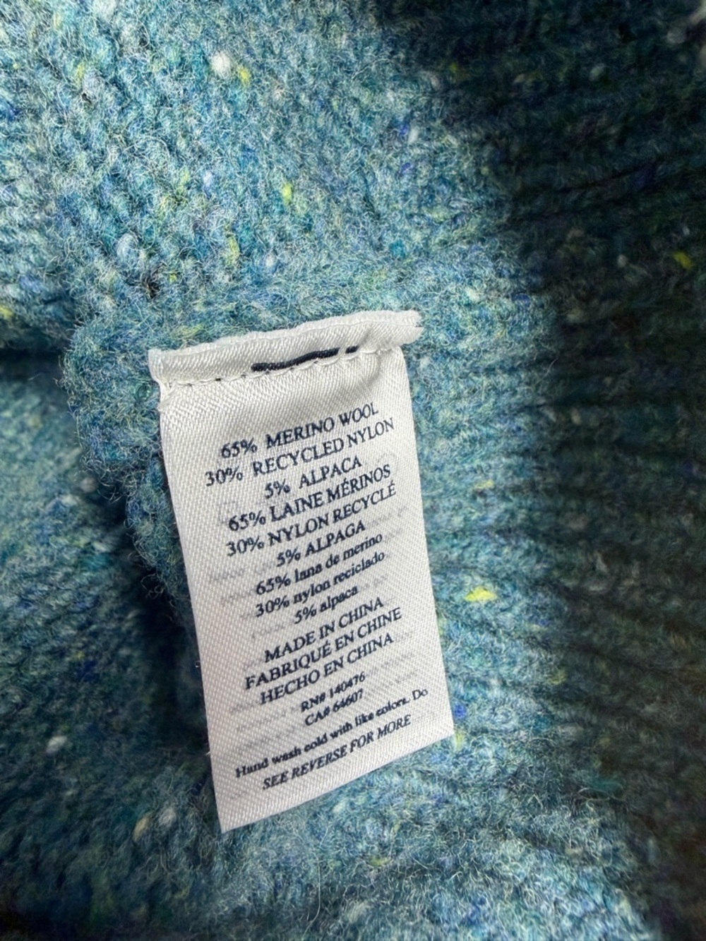 Faherty Sweater Women Large Blue Green Puffed Sleeve Merino Wool Blend Boone - Picture 5 of 7